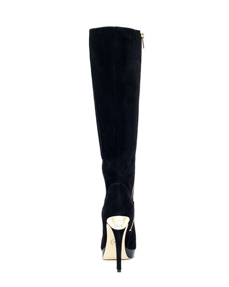 michael kors suede tall black boots|Michael Kors knee high boots.